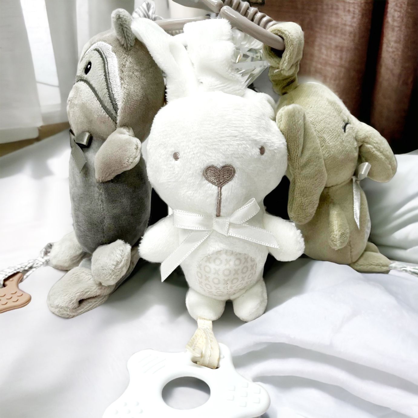 BBSKY Baby Trio Stroller Toy with Silicone Teether