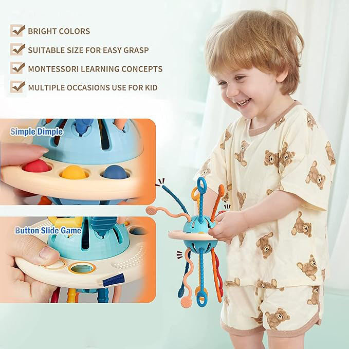 Silicone Pull String Interactive Busy UFO Fine Motor Toy