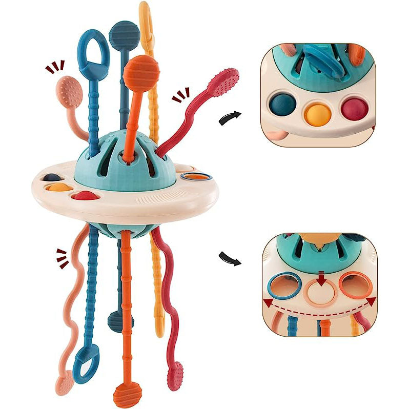 Silicone Pull String Interactive Busy UFO Fine Motor Toy