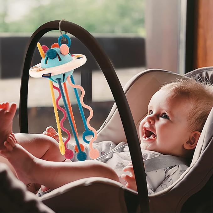 Silicone Pull String Interactive Busy UFO Fine Motor Toy