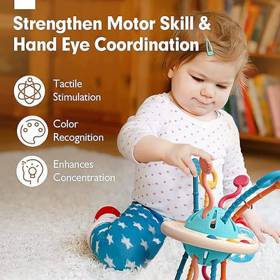 Silicone Pull String Interactive Busy UFO Fine Motor Toy