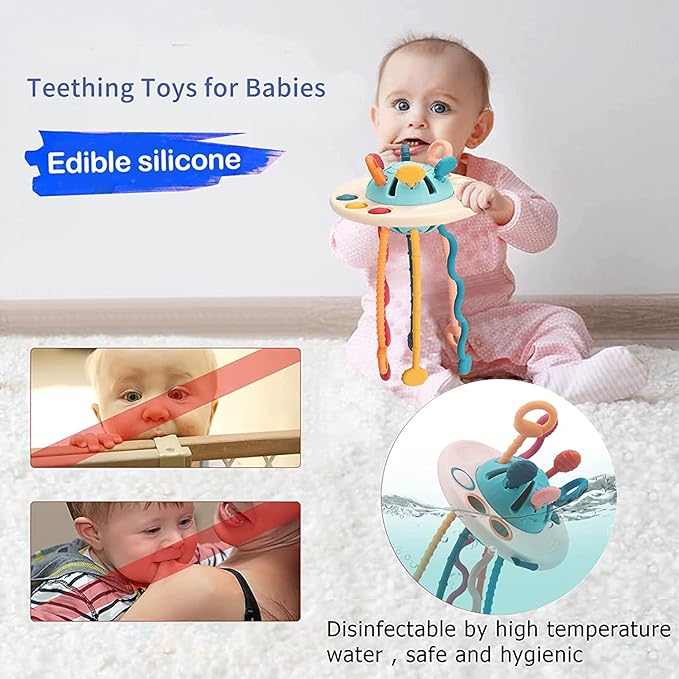 Silicone Pull String Interactive Busy UFO Fine Motor Toy