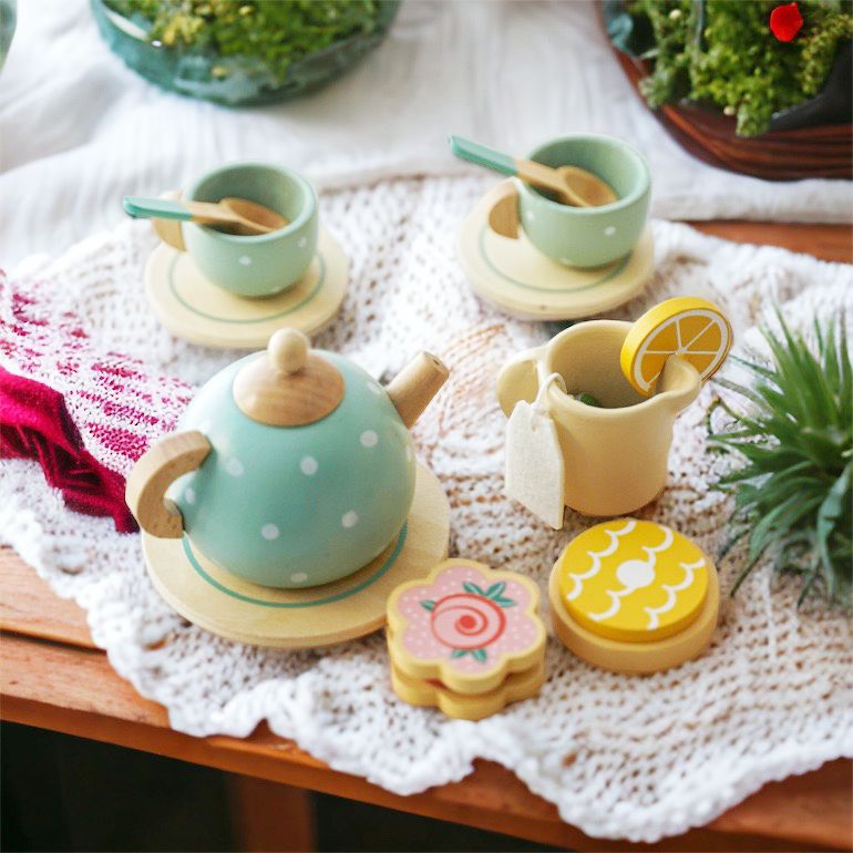 Kabi Wooden Afternoon Tea Set. Wooden Kitchen Pretend Play