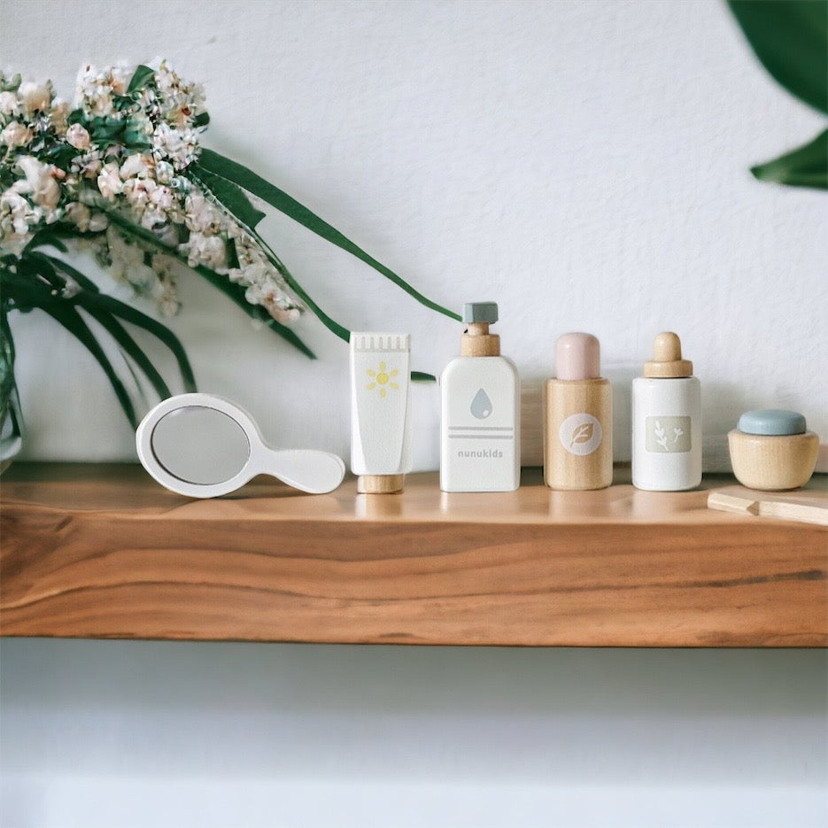 Wooden Toy Facial Spa Set Pretend Play Imaginative Fun