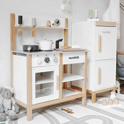 Wooden kitchen and fridge pretend play set