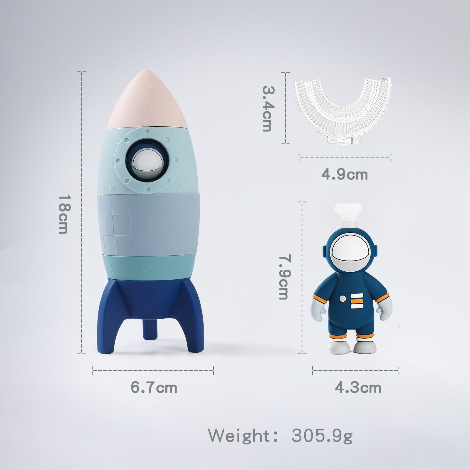Food Grade Silicone Rocket, Astronaut Pretend Play. Safe for even infant and baby