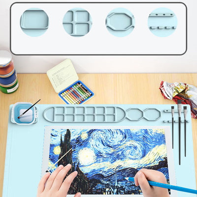 Silicone activity painting mat with collapsable cup