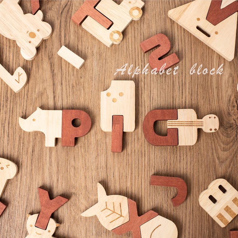 Wooden Alphabet Letters Number Blocks. Hands on creative learning