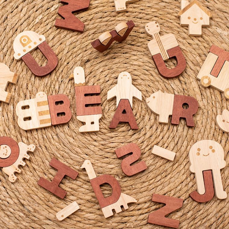 Wooden Alphabet Letters Number Blocks. Hands on creative learning