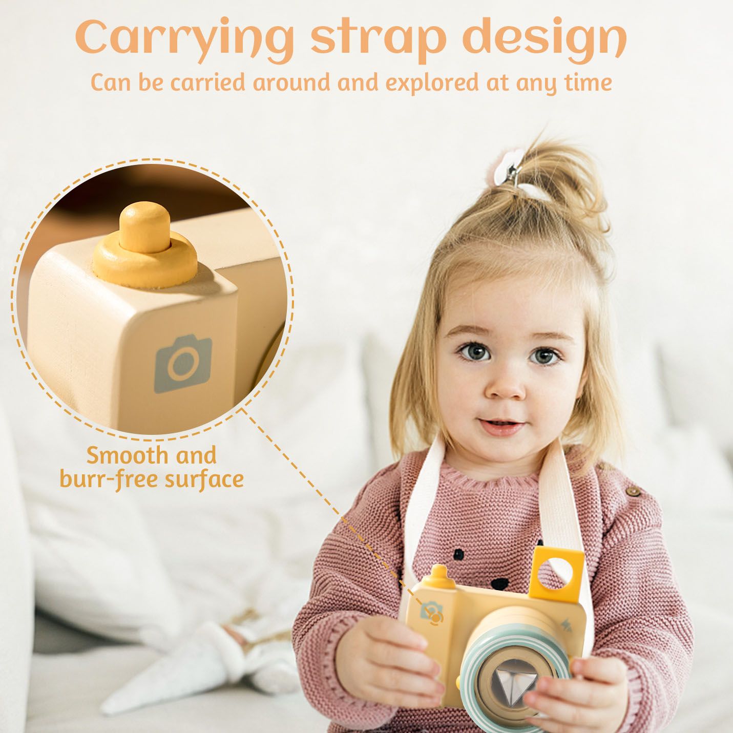 Wooden Kaleidoscope Camera Pretend Play Simulation Toy Gift