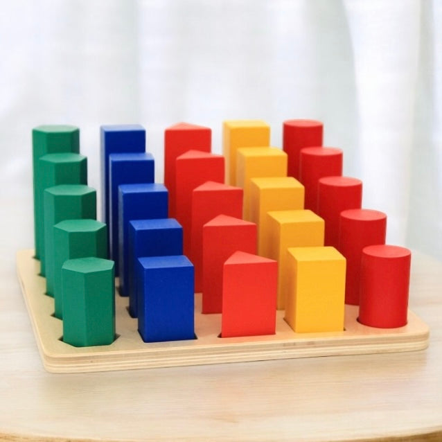 Montessori Knobless Cylinders Educational Toy Unlock your child's potential with the Montessori Knobless Cylinders Educational Toy, a timeless educational tool designed to foster early learning and visual discrimination skills. Crafted with precision and care, this toy offers a hands-on experience that nurtures your child's cognitive development while engaging their senses in a safe and stimulating environment. Key Features: Montessori Learning: Rooted in the principles of Montessori education, this toy i