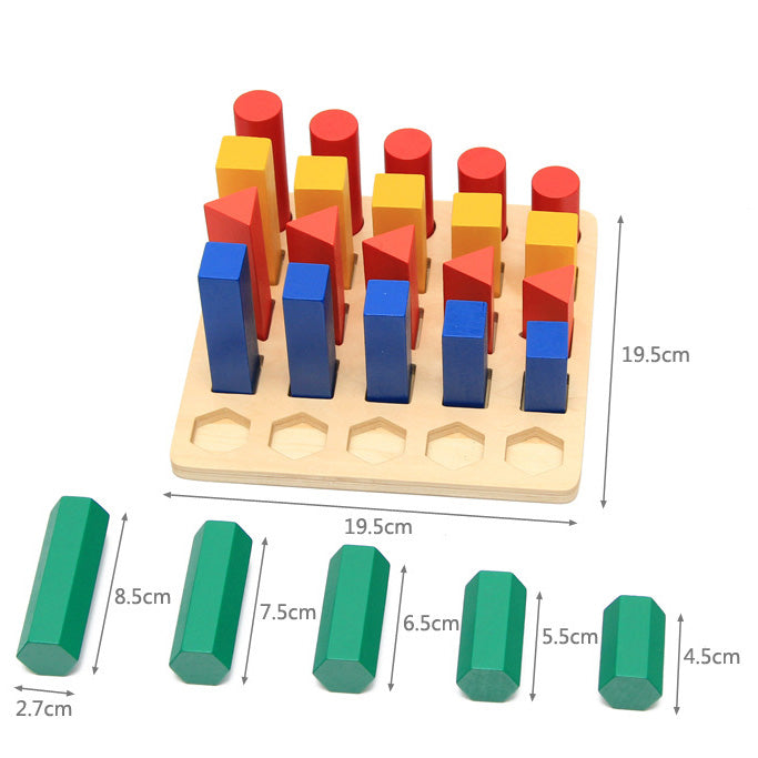 Montessori Knobless Cylinders Educational Toy Unlock your child's potential with the Montessori Knobless Cylinders Educational Toy, a timeless educational tool designed to foster early learning and visual discrimination skills. Crafted with precision and care, this toy offers a hands-on experience that nurtures your child's cognitive development while engaging their senses in a safe and stimulating environment. Key Features: Montessori Learning: Rooted in the principles of Montessori education, this toy i