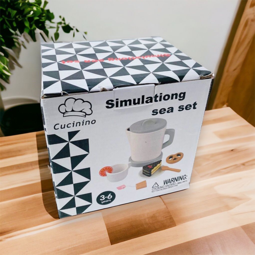 Wooden Kettle Tea Pretend Play Set. Kitchen Food Toy.