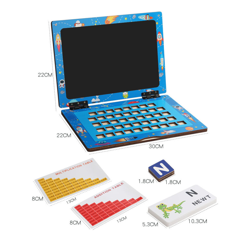 Wooden Laptop Magnetic Alphabet Keypad Educational Toy Gift