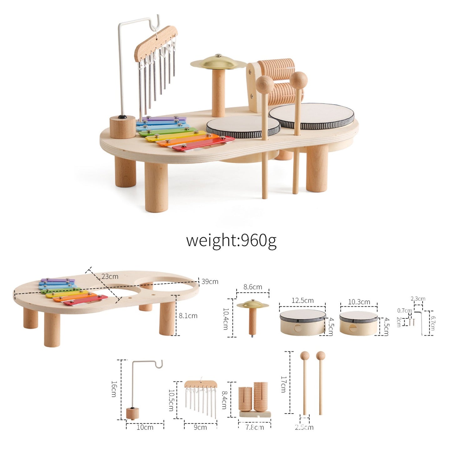 Wooden Musical Table Set Montessori Inspired Birthday Gift