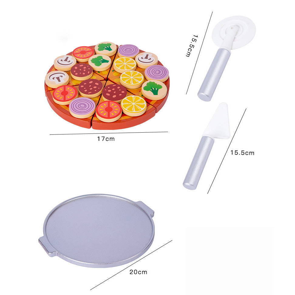 Wooden Pizza Set Pretend Play Kitchen Set. Wooden Food Toy