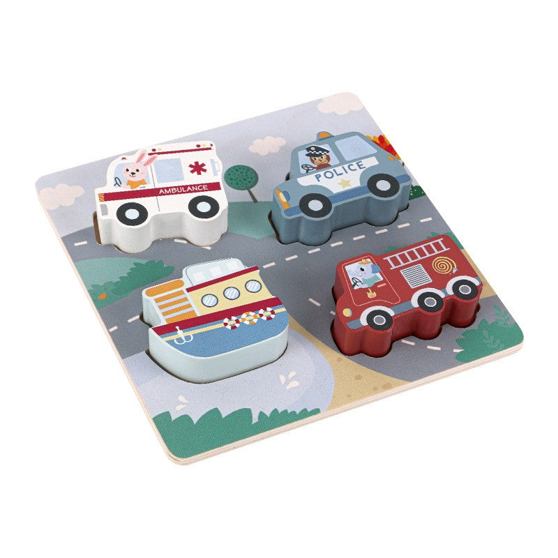 Wooden Traffic Sound Puzzle Toddler Cognitive Development