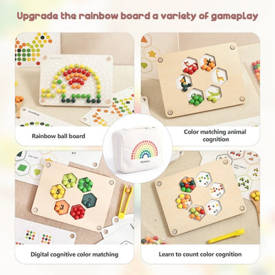 Montessori Inspired Wooden Rainbow Beads Educational Activity Board
