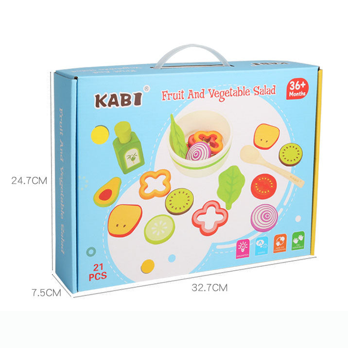 Kabi Wooden Salad Pretend Play Toy Set Kitchen Play Food