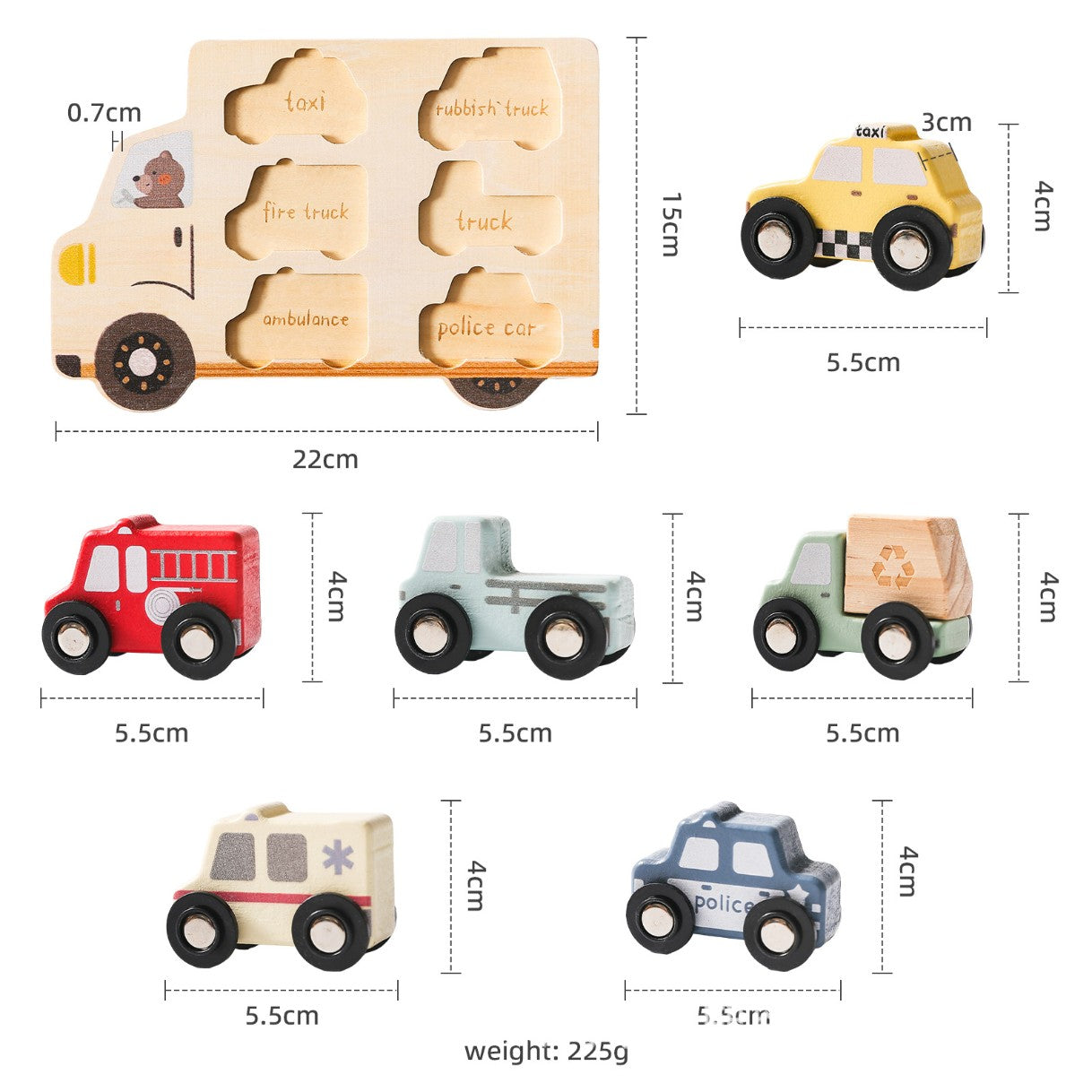 Wooden Vehicle Puzzle. Best Baby Infant Young Toddler Gift