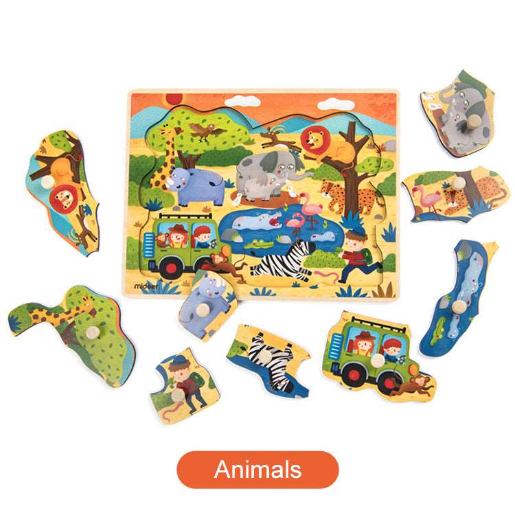 Mideer Big Knob Handle Wooden Puzzle. Animals