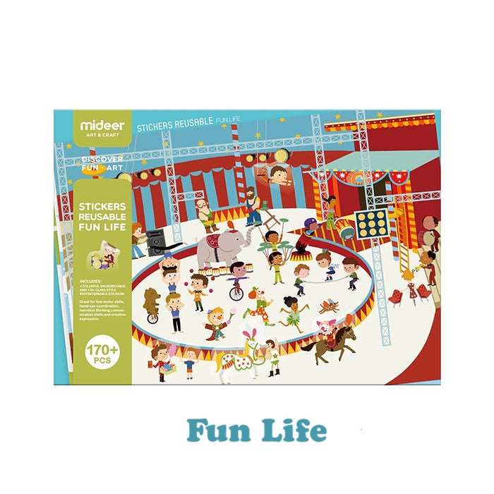 MiDeer Reusable Electrostatic Kids Stickers. Fun Life