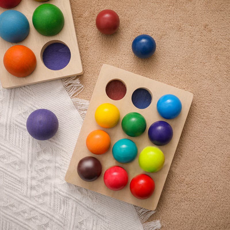 Wooden Colour Sorting Balls Toy for Early Learning Toy