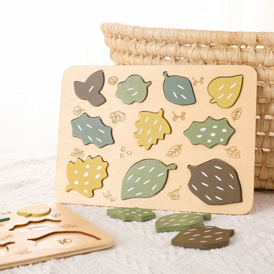 Nature Leaves Big Piece Wooden Jigsaw Puzzle. Toddler Toy