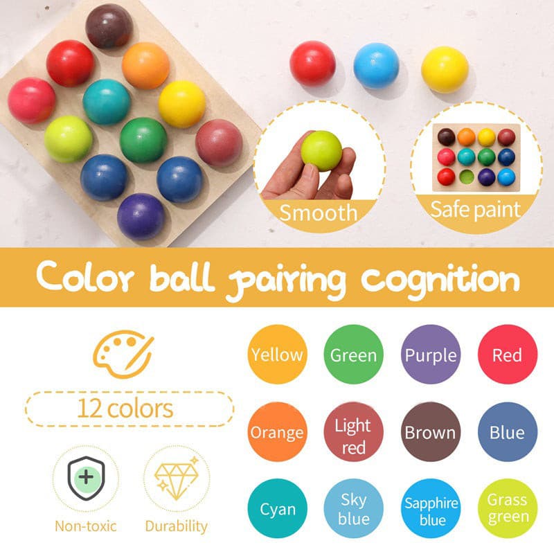 Wooden Colour Sorting Balls Toy for Early Learning Toy