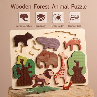 Jungle Big Piece Wooden Jigsaw Puzzle. Children Wooden Toy.