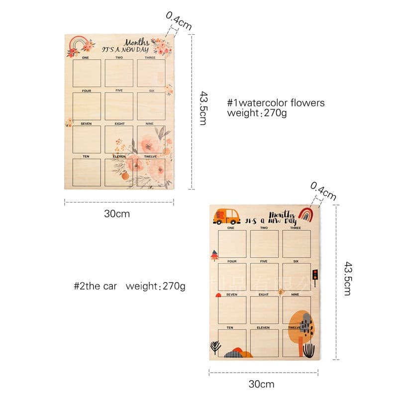 Monthly Wooden Photo Mileage Board. Photo Frame. Baby memory board.