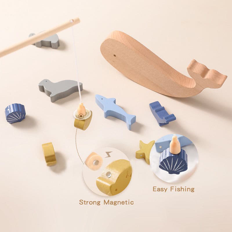 Sea Animals Wooden Balancing and Fishing Toy. Wooden Children Toy