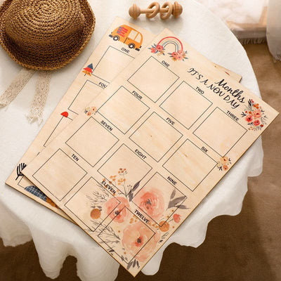 Monthly Wooden Photo Mileage Board. Photo Frame. Baby memory board.