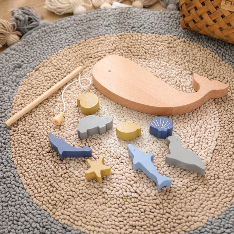 Sea Animals Wooden Balancing and Fishing Toy. Wooden Children Toy
