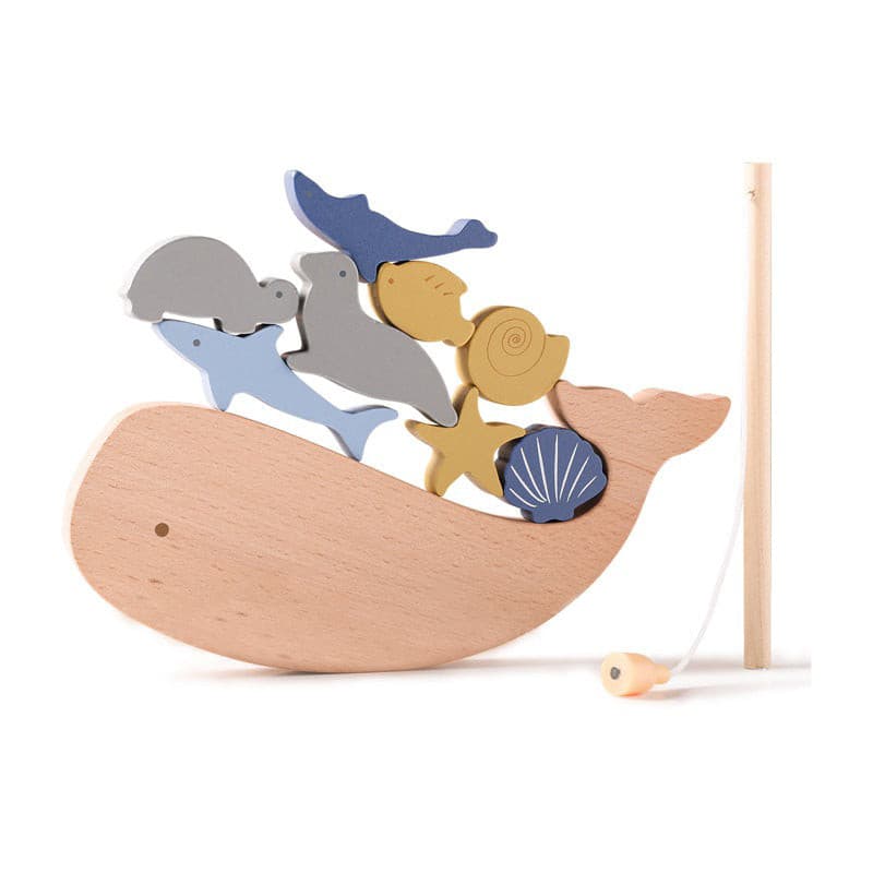 Sea Animals Wooden Balancing and Fishing Toy. Wooden Children Toy
