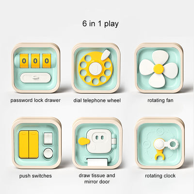6 in 1 Play Baby Busy Board Travel on the Go Fine Motor Toy
