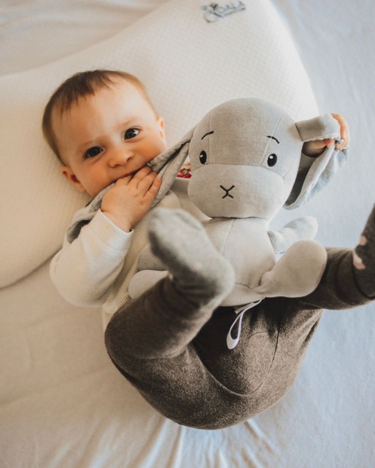 EFFIKI Rabbit Baby Soft Toy. Grey and 20cm size.