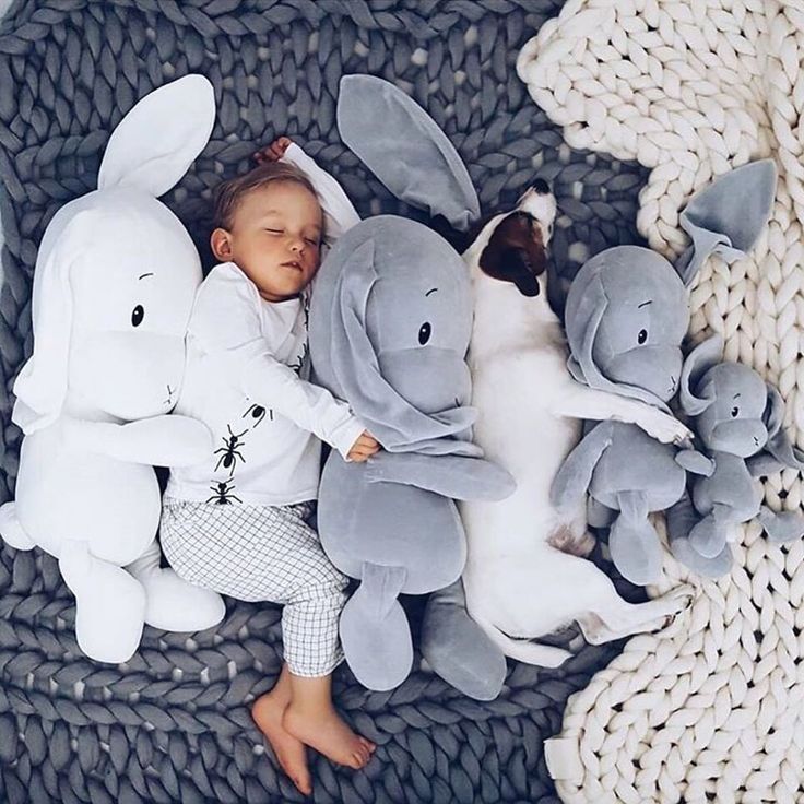 EFFIKI Rabbit Baby Soft Toy. Grey and 20cm size.