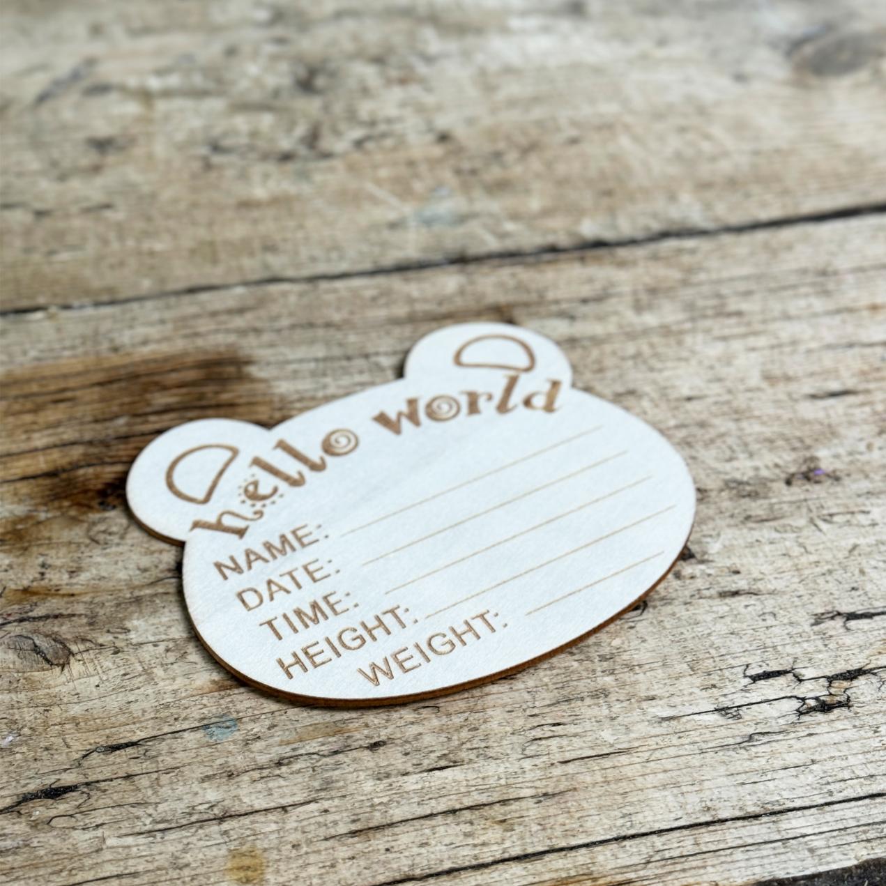 wooden milestone tag, baby gift set teg