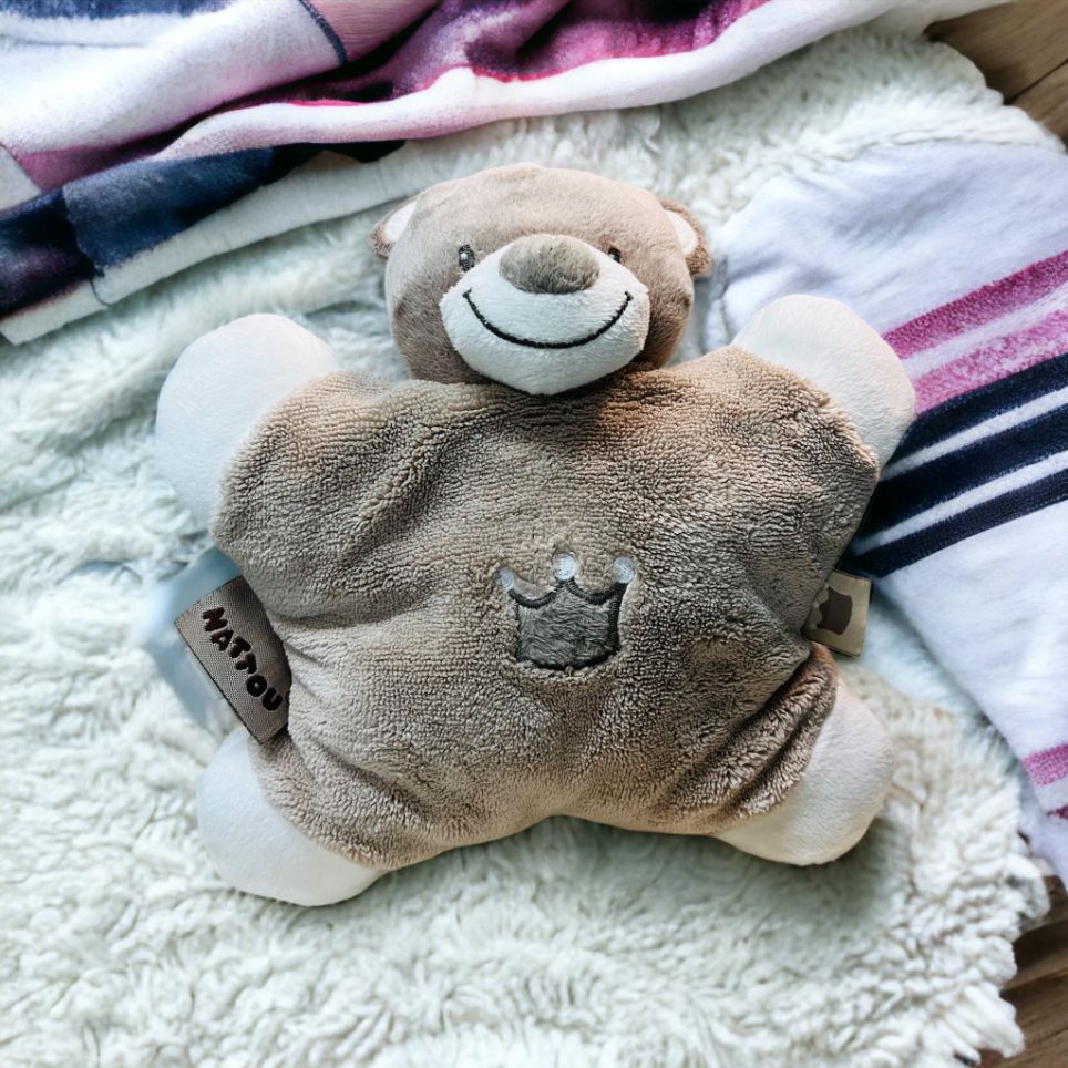 Nattou Baby Dog Rattle Soft Toy Plushie.