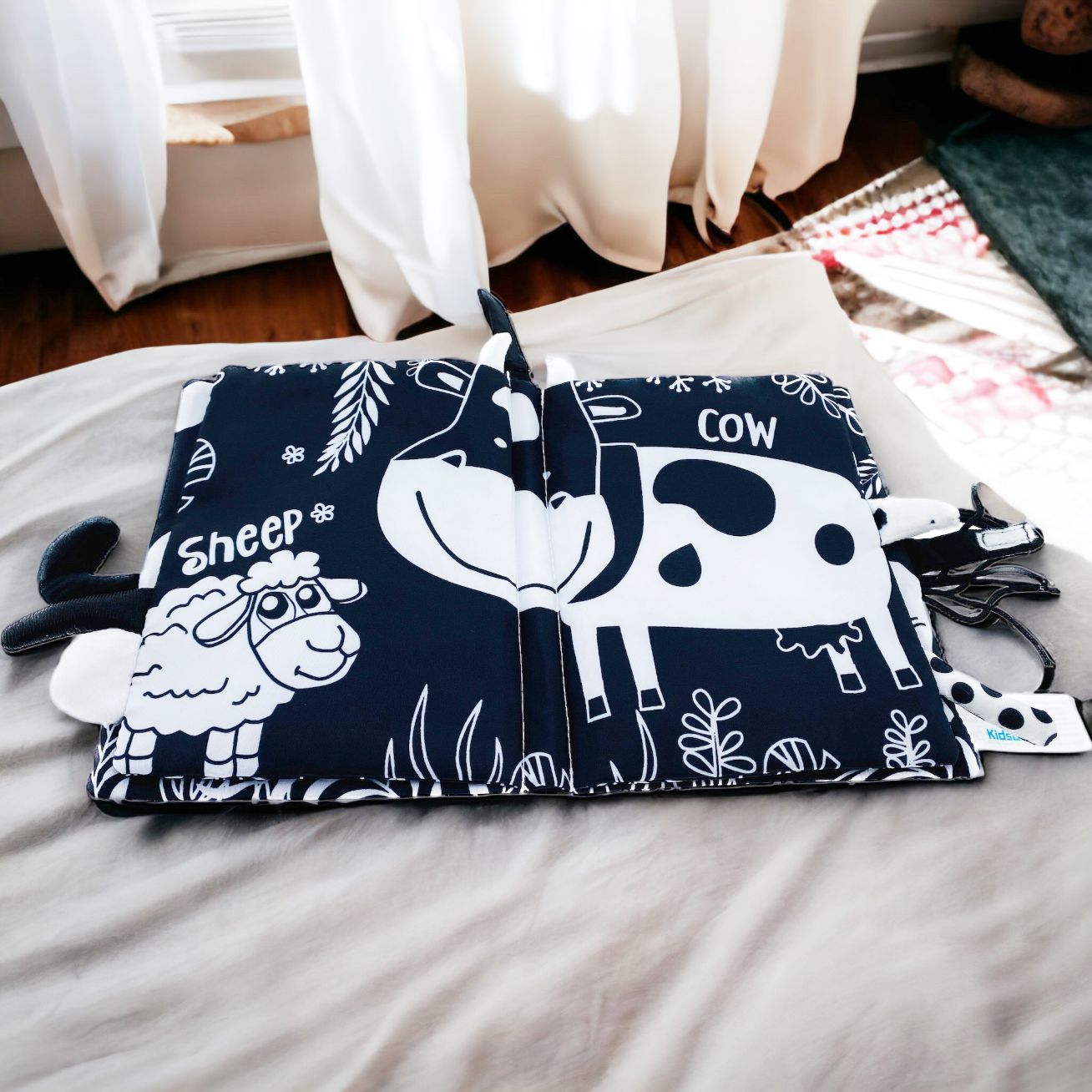 Baby Cloth Black White Red book. Sensory tail series