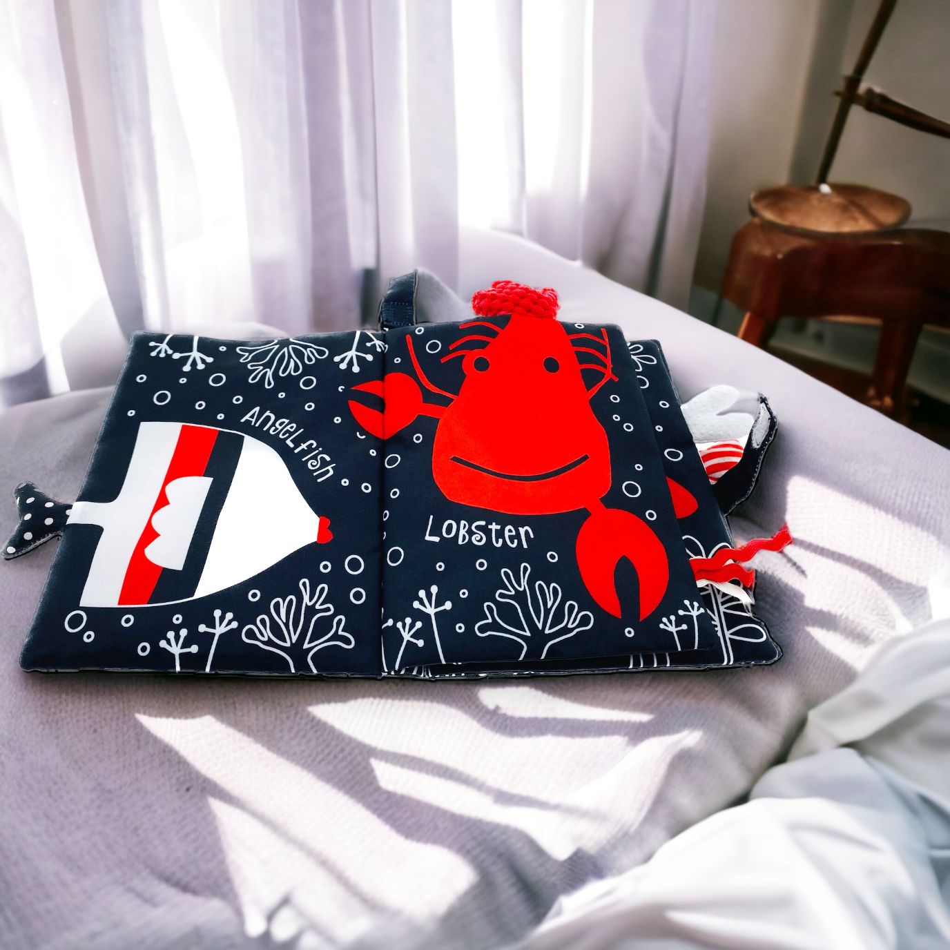 Baby Cloth Black White Red book. Sensory tail series