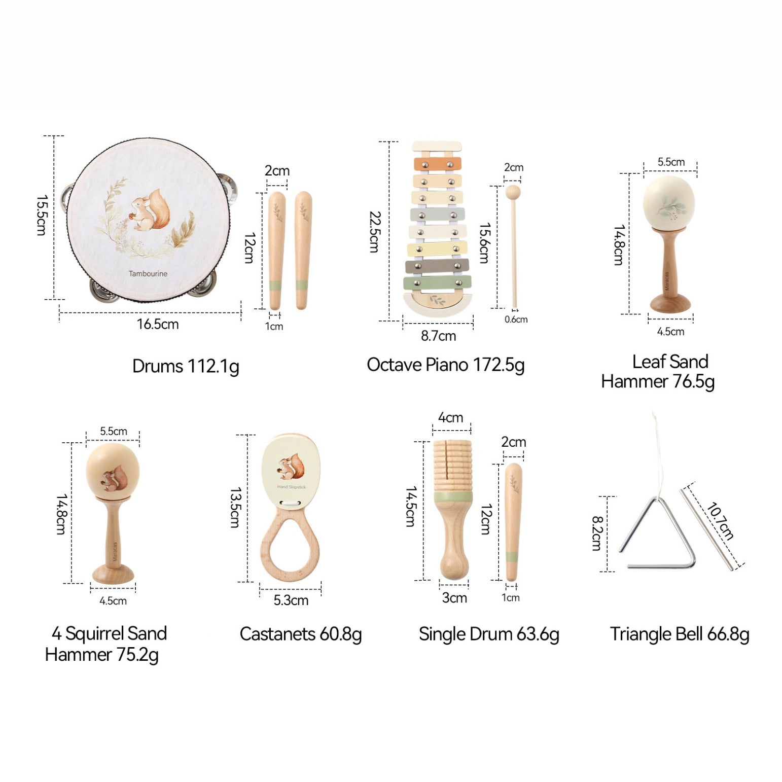 Wooden Baby musical toy set
