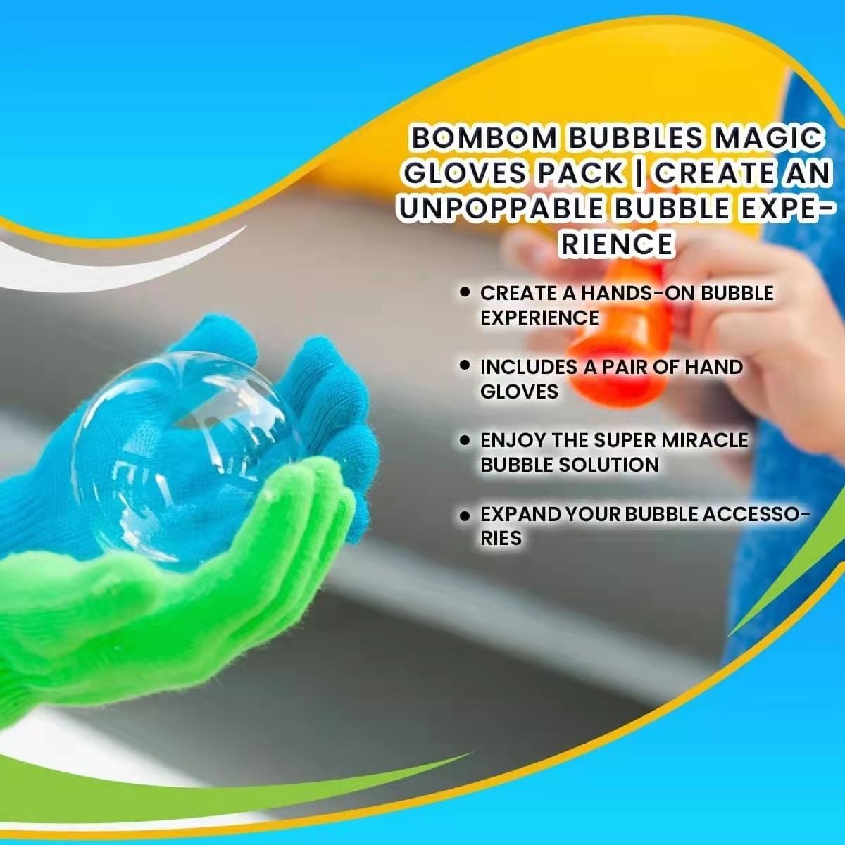 Bubble Glove, Blower & Tray. STEM Toy with bubbles