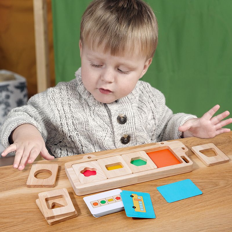 Bus Color and Shapes Sorting Toy. Montessori inspired