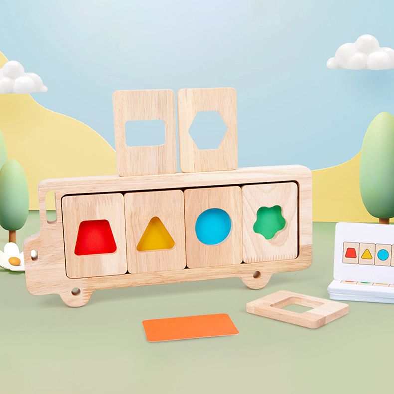 Bus Color and Shapes Sorting Toy. Montessori inspired