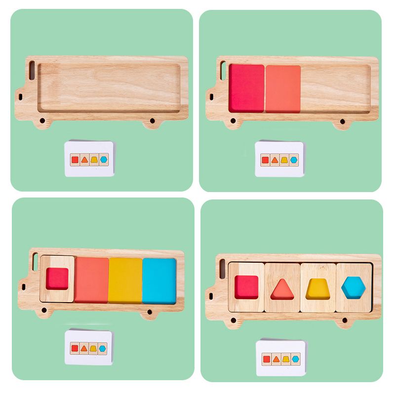 Bus Color and Shapes Sorting Toy. Montessori inspired