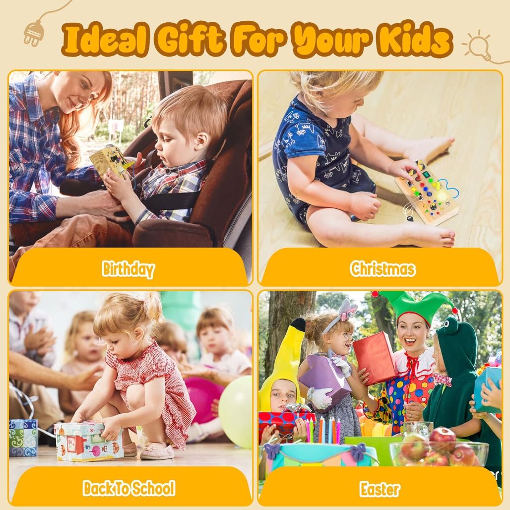 Montessori LED Busy Board - Perfect Travel Toy & Ideal Gift for Toddlers