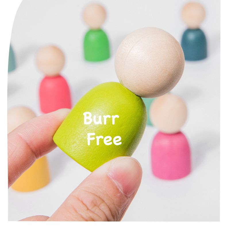 Montessori inspired Wooden colour sorting rings and mini figurines.  Early learning toy