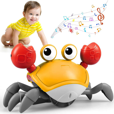 Interactive Sensing Crawling Crab Tummy Time Infant Baby Toy with Music & Sound